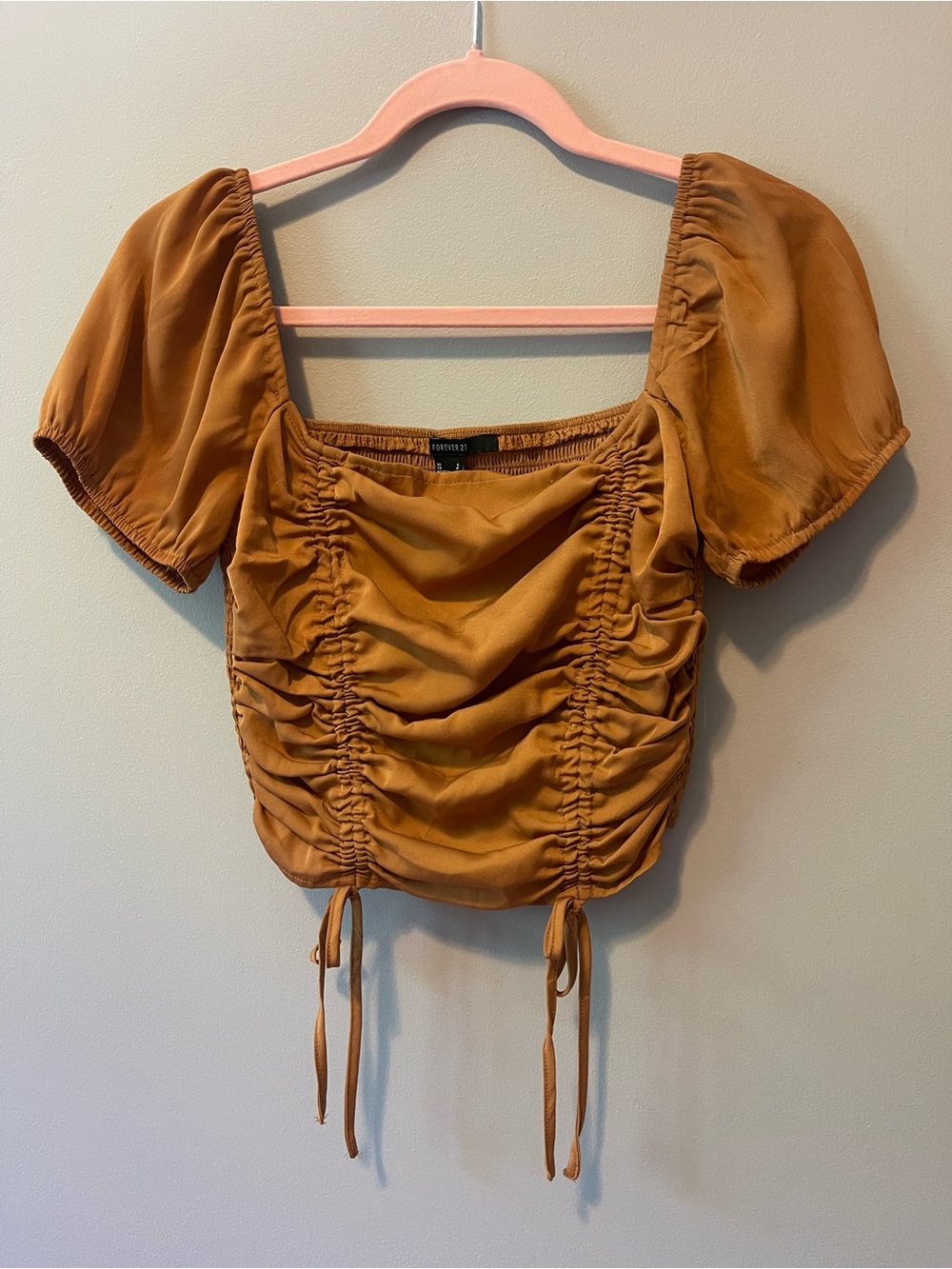 Ruched Puff Sleeve Crop Top